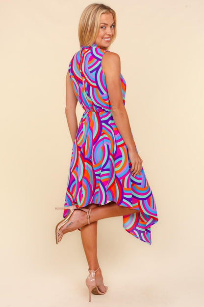 Haptics Full Size Mock Neck Sleeveless Printed Dress - Rochelle's House LLC