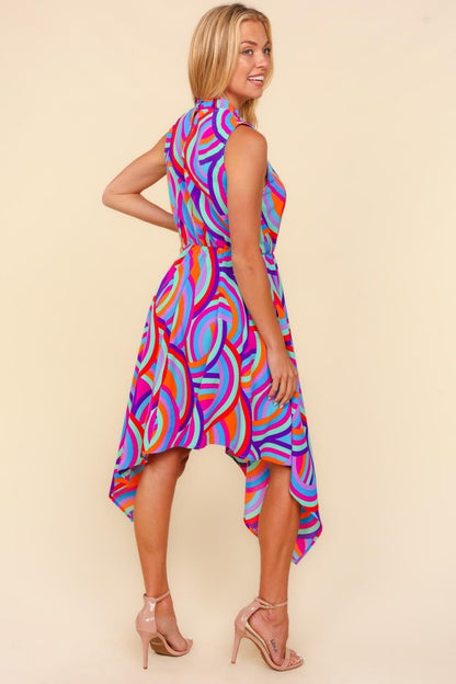 Haptics Full Size Mock Neck Sleeveless Printed Dress - Rochelle's House LLC