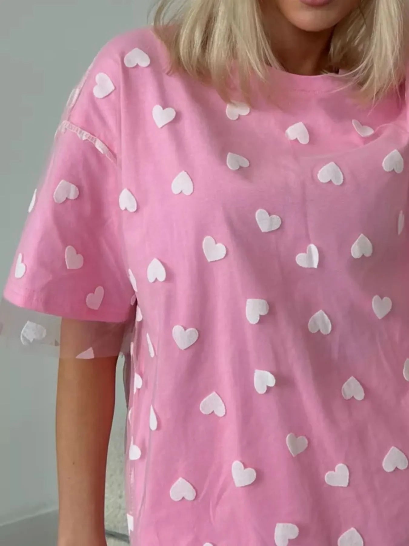 Heart Print Oversized T-Shirt - Rochelle's House LLC