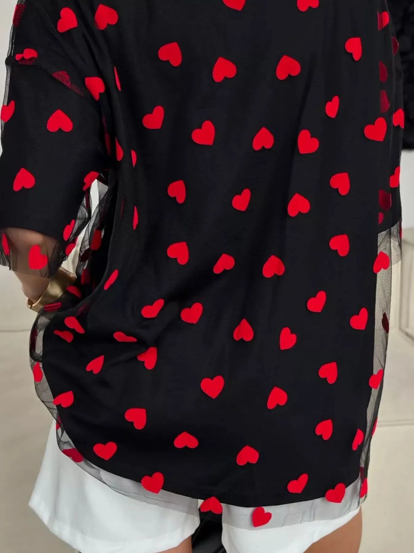 Heart Print Oversized T-Shirt - Rochelle's House LLC