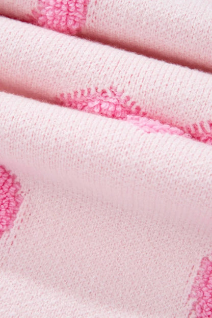 High - Low Heart Round Neck Long Sleeve Sweater - Rochelle's House LLC