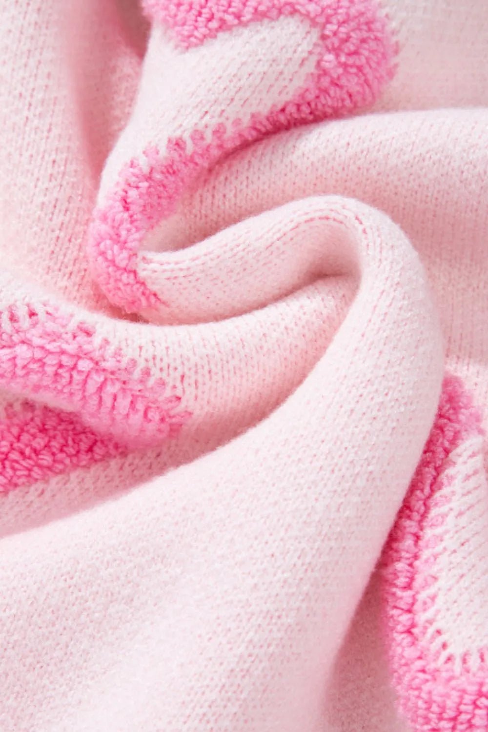 High - Low Heart Round Neck Long Sleeve Sweater - Rochelle's House LLC