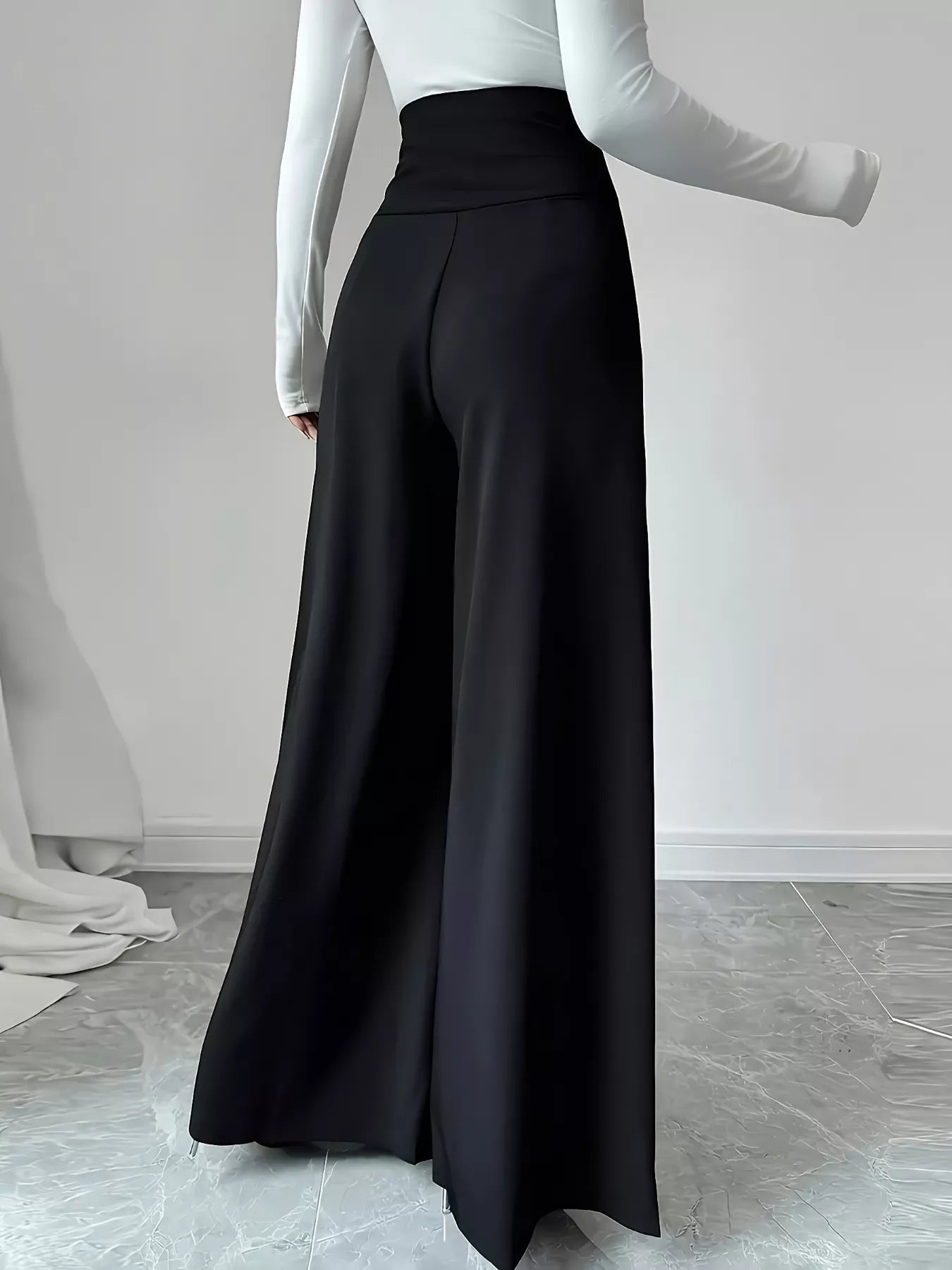 High Waist Wide Leg Button Decor Pants - Rochelle's House LLC