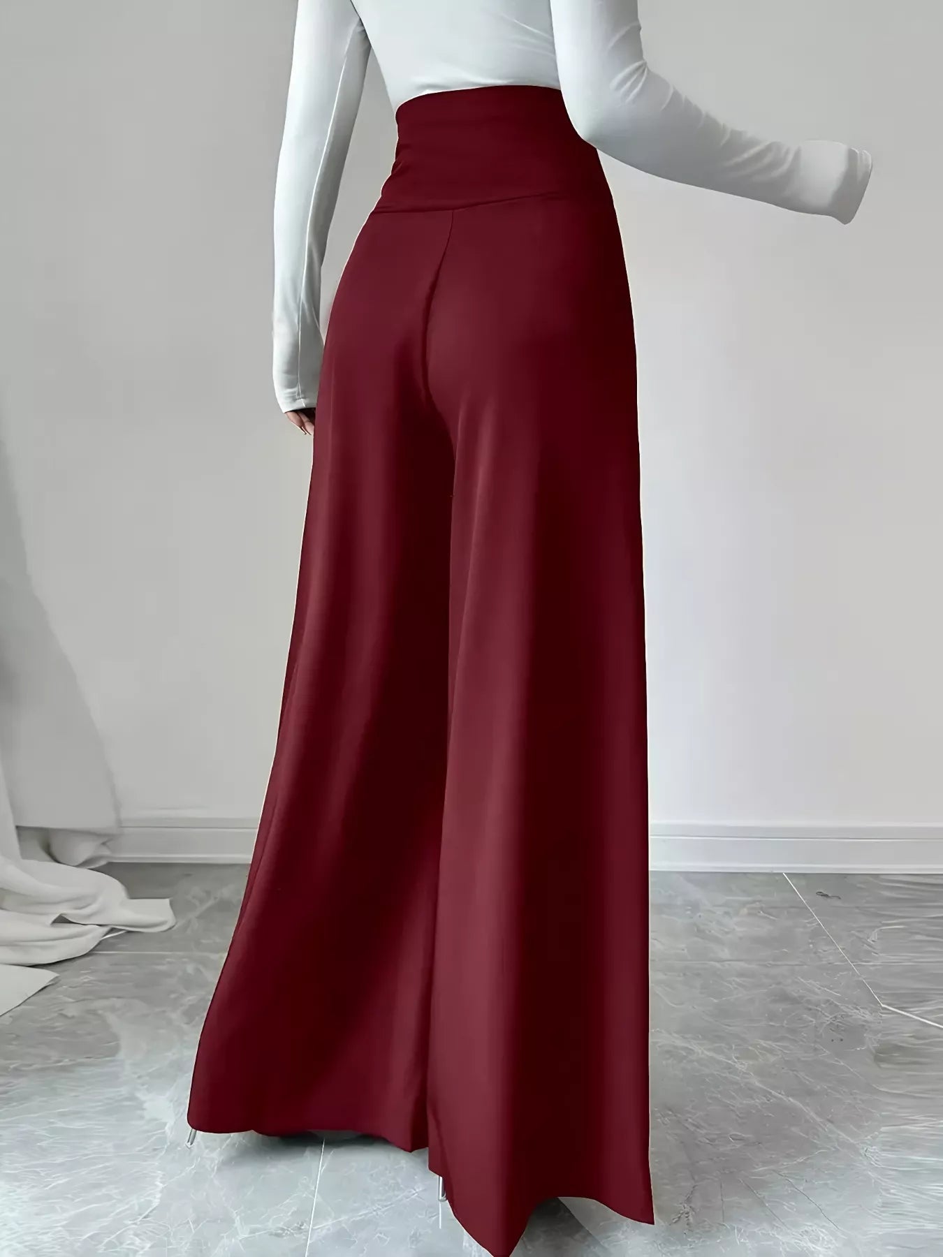 High Waist Wide Leg Button Decor Pants - Rochelle's House LLC