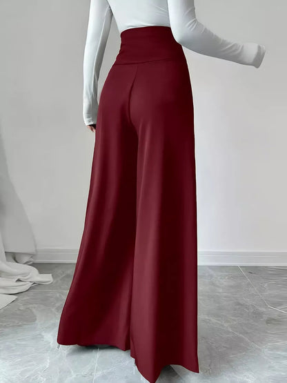 High Waist Wide Leg Button Decor Pants - Rochelle's House LLC