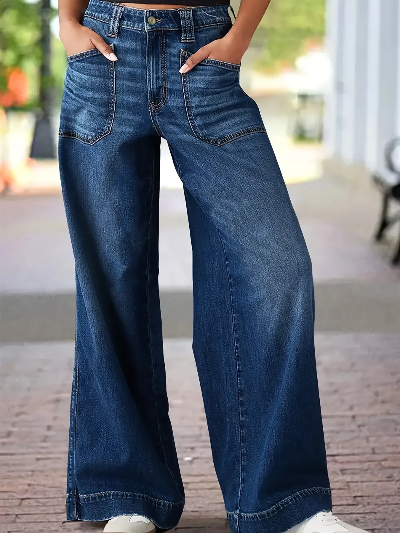 High Waist Wide Leg Wash Jeans - Rochelle's House LLC