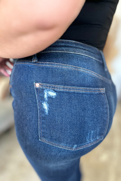 Judy Blue Full Size High Waist Rigid Magic Heavy Destroy Straight Jeans - Rochelle's House LLC