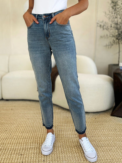 Judy Blue Full Size Mid Rise Rigid Magic Release Hem Jeans - Rochelle's House LLC