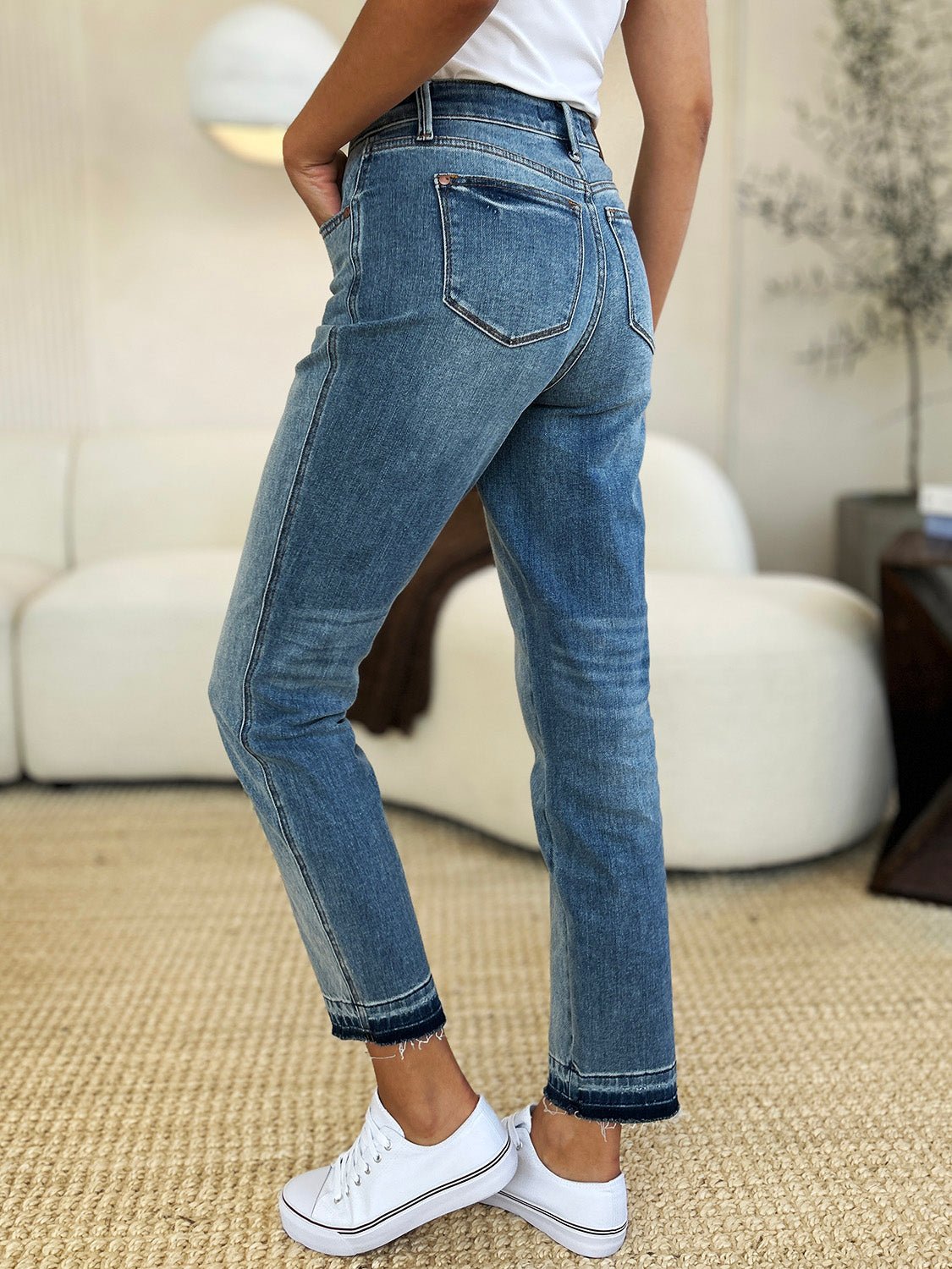 Judy Blue Full Size Mid Rise Rigid Magic Release Hem Jeans - Rochelle's House LLC