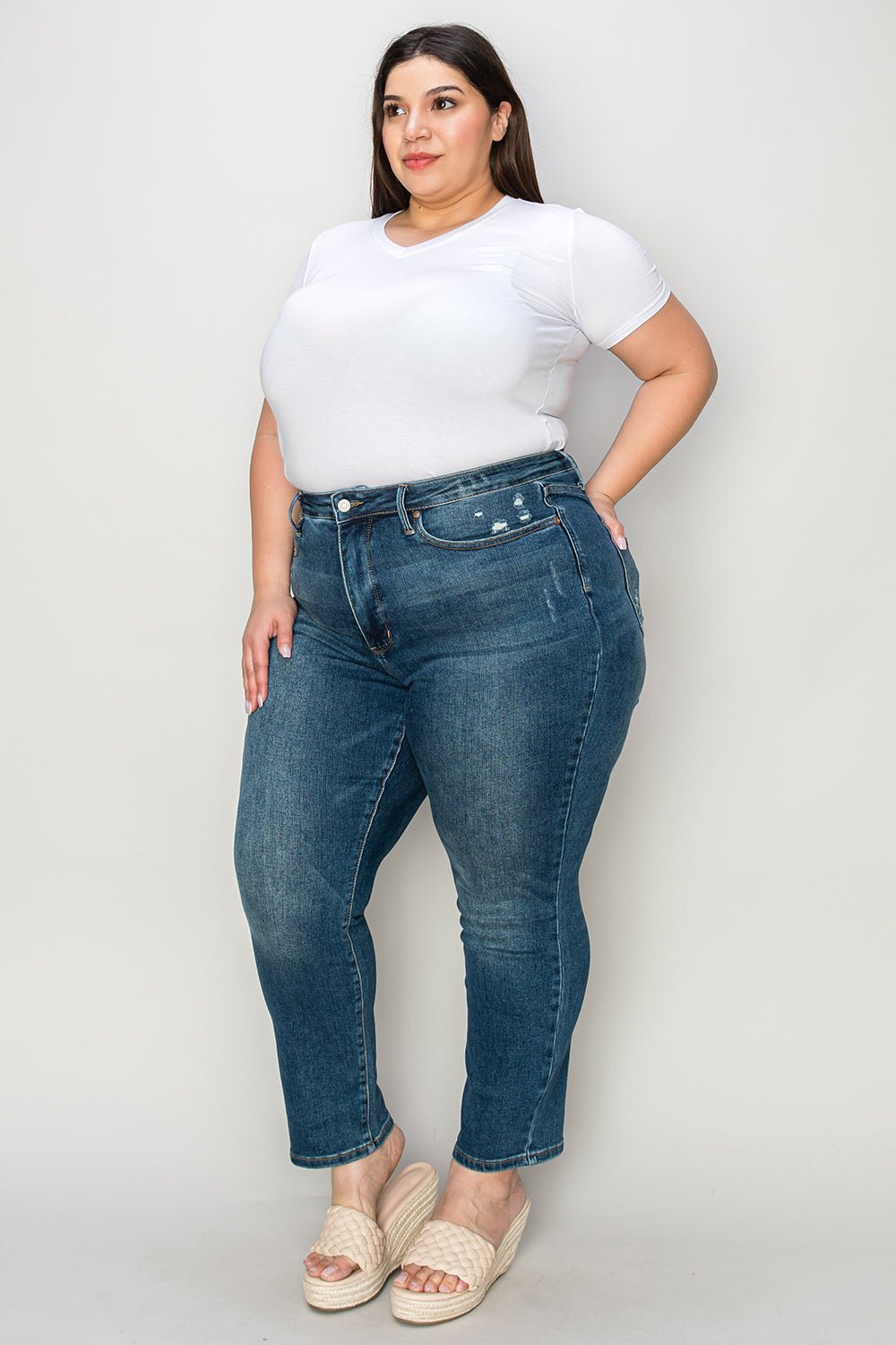 Judy Blue Full Size Tummy Control High Waist Slim Jeans - Rochelle's House LLC