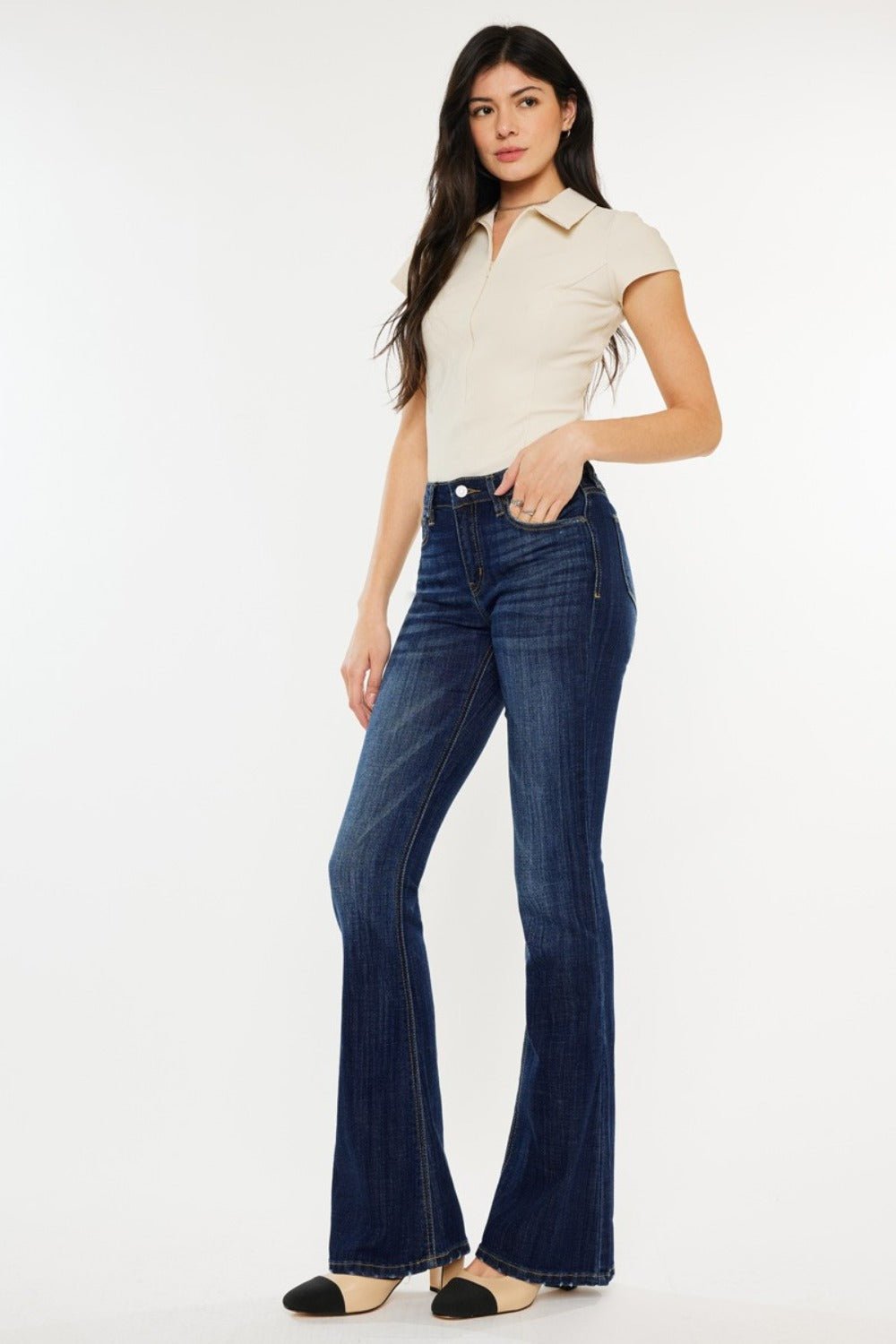 Kancan Full Size Mid Rise Slim Flare Jeans - Rochelle's House LLC