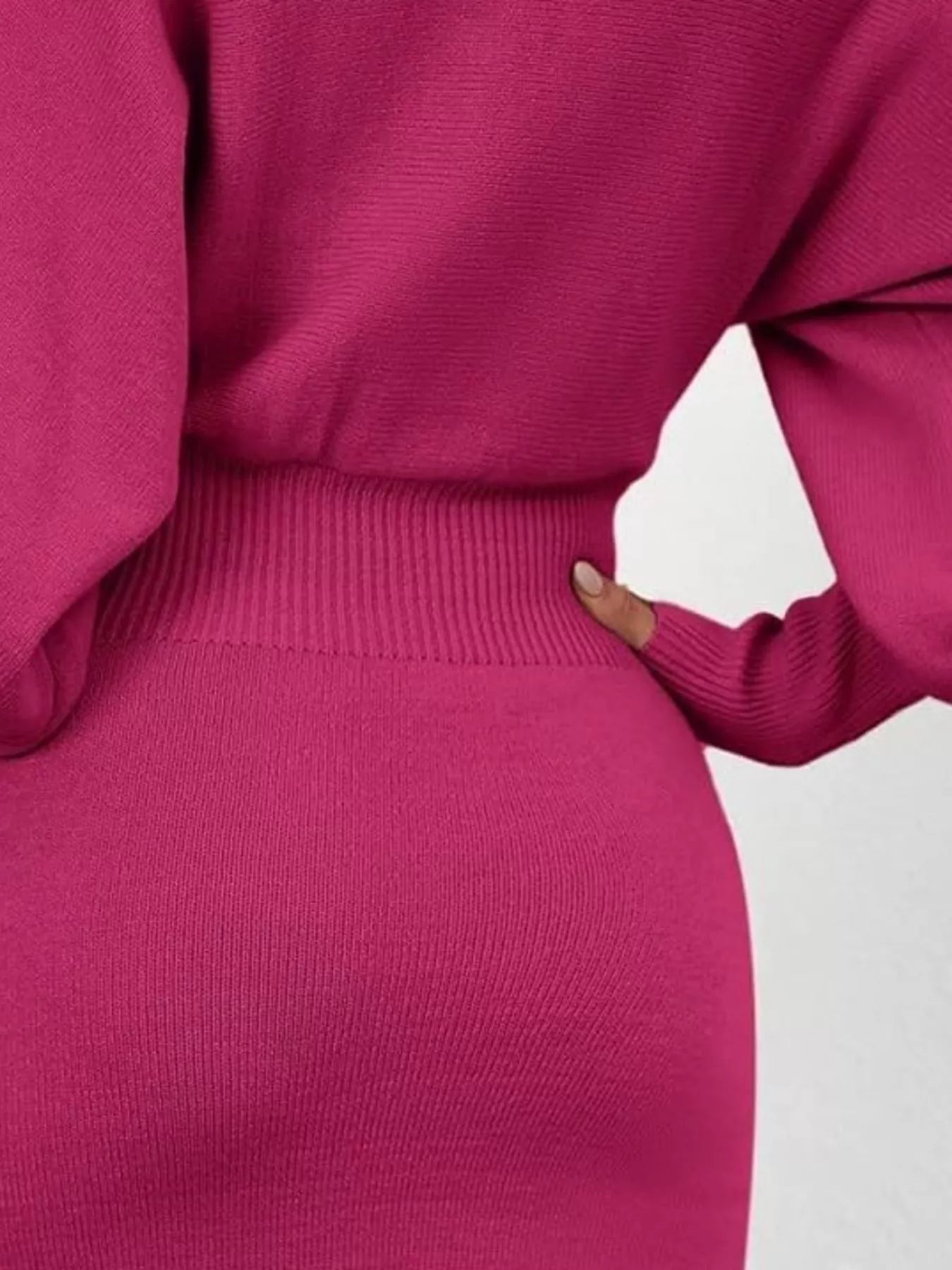 Lantern Sleeve Bodycon Sweater Dress - Rochelle's House LLC