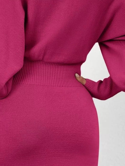 Lantern Sleeve Bodycon Sweater Dress - Rochelle's House LLC