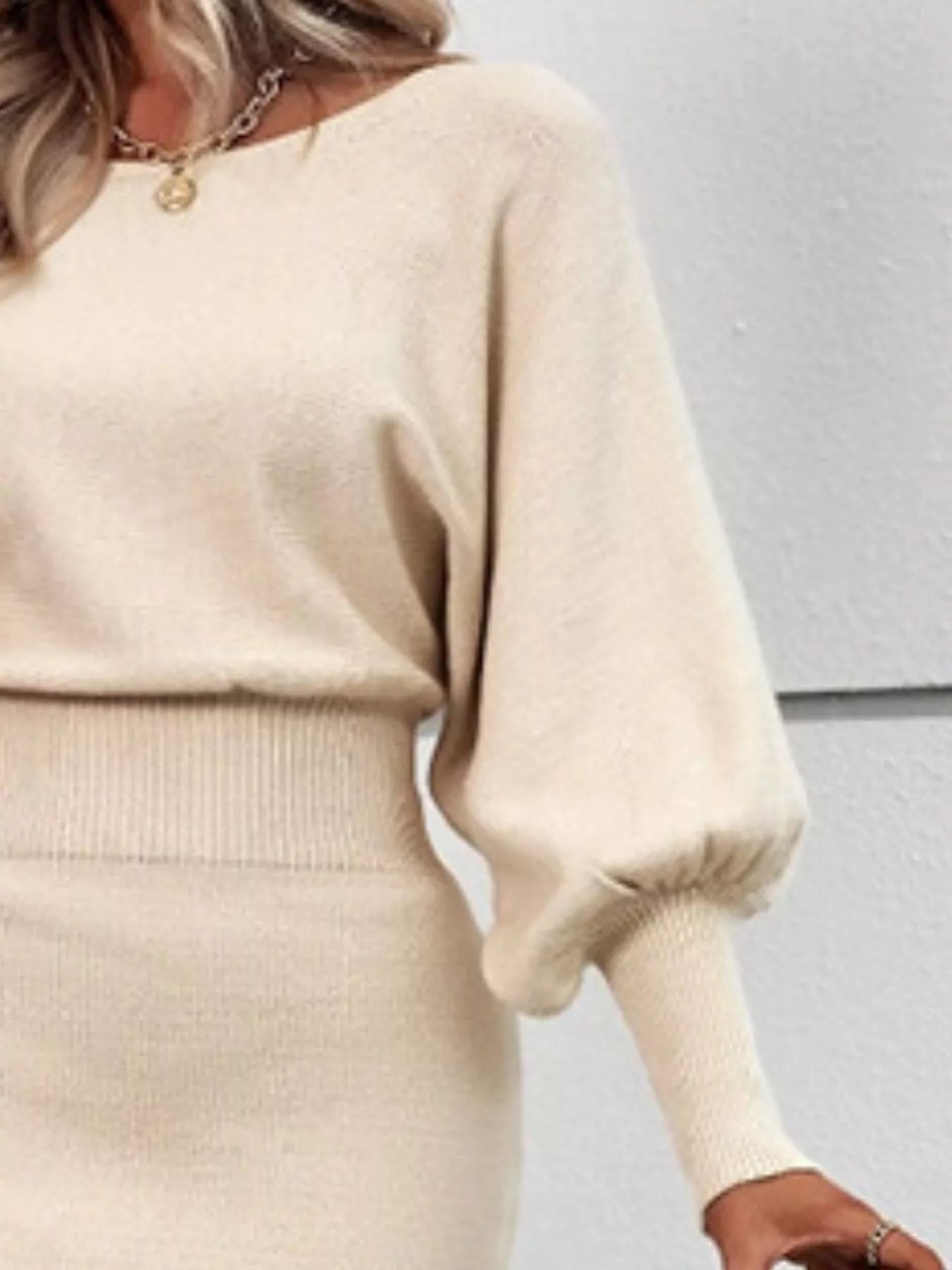 Lantern Sleeve Bodycon Sweater Dress - Rochelle's House LLC