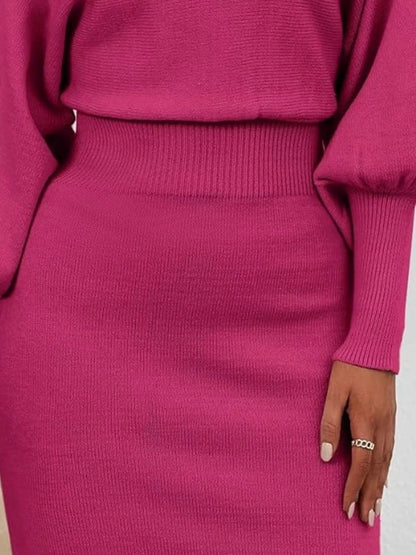 Lantern Sleeve Bodycon Sweater Dress - Rochelle's House LLC