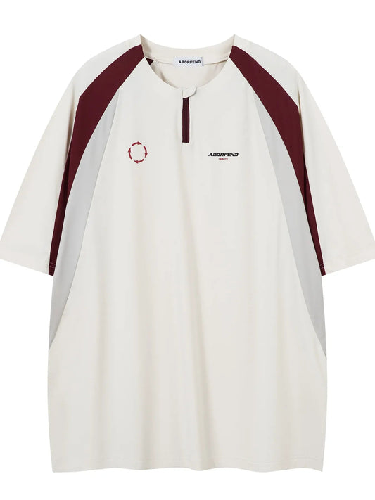 Front view of Men's Contrast Short Sleeve T-Shirt in Apricot showing neckline and sleeve details