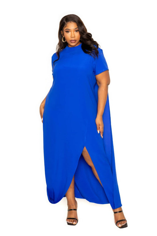 Mock neck back cape dress - Rochelle's House LLC