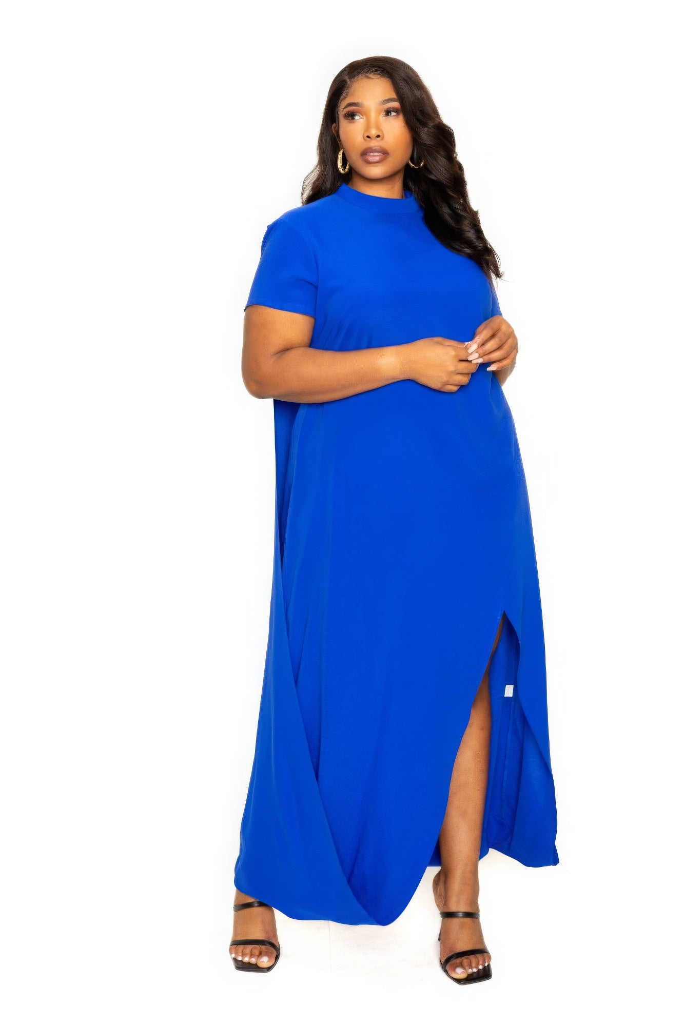 Mock neck back cape dress - Rochelle's House LLC