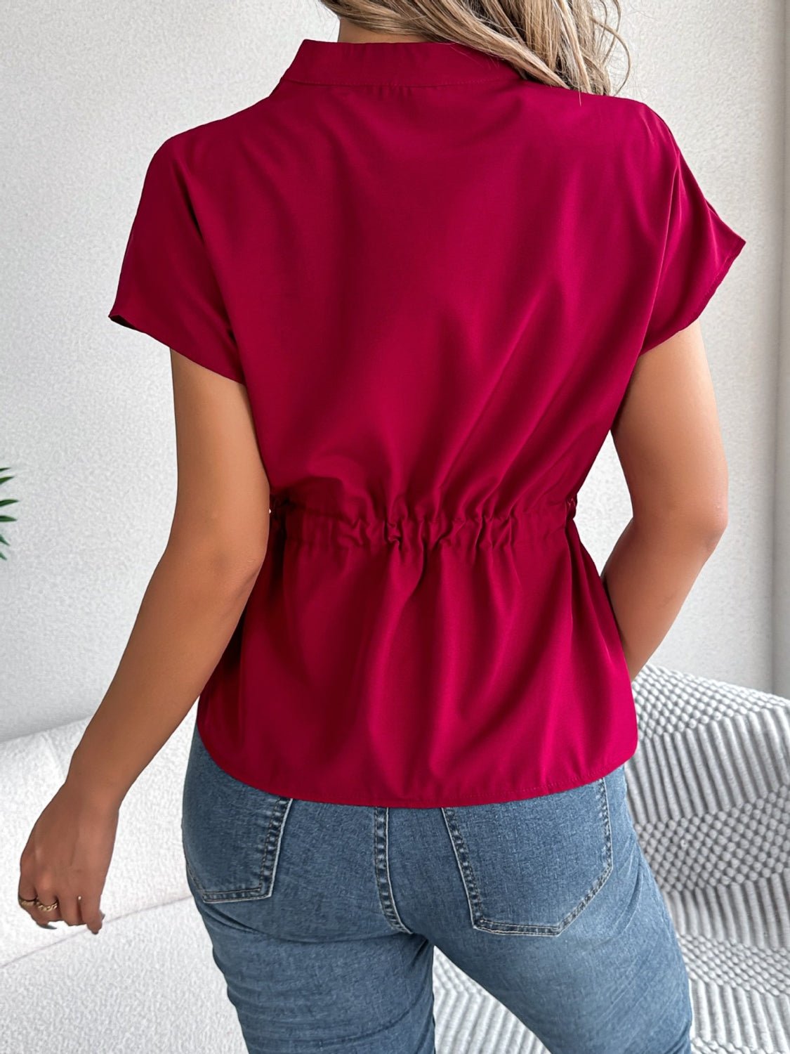 Back view of product with easy, flowy drape