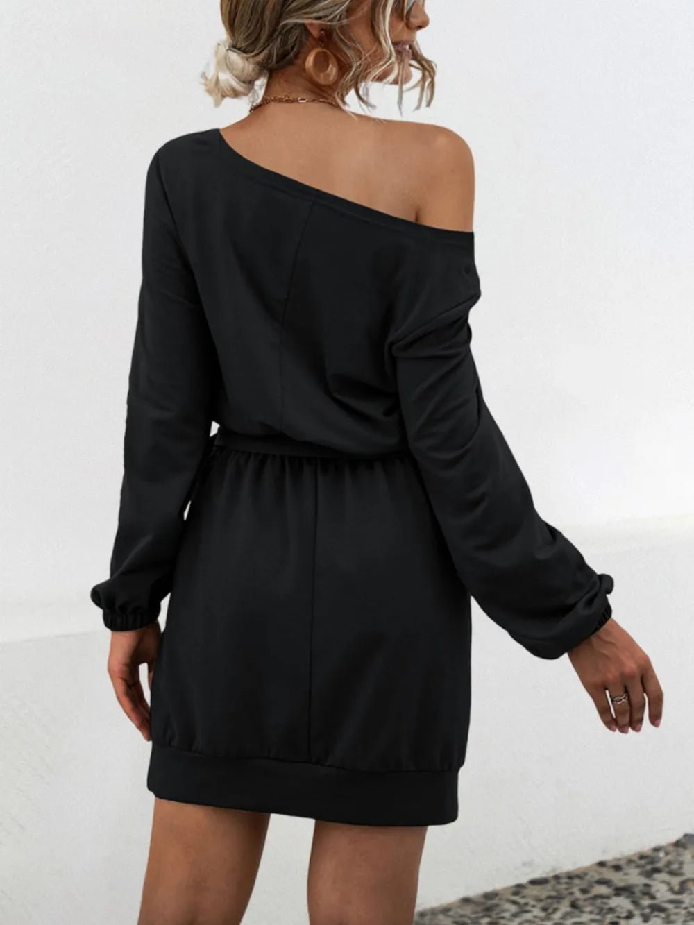 One Shoulder Tie Waist Dress - Rochelle's House LLC