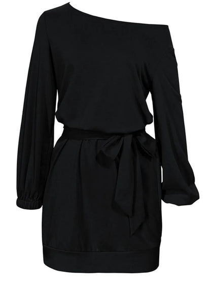 One Shoulder Tie Waist Dress - Rochelle's House LLC