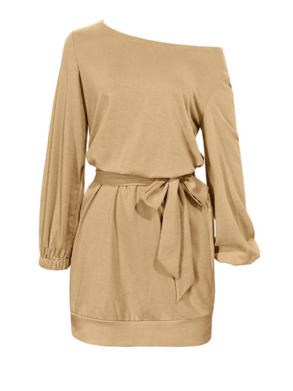 One Shoulder Tie Waist Dress - Rochelle's House LLC