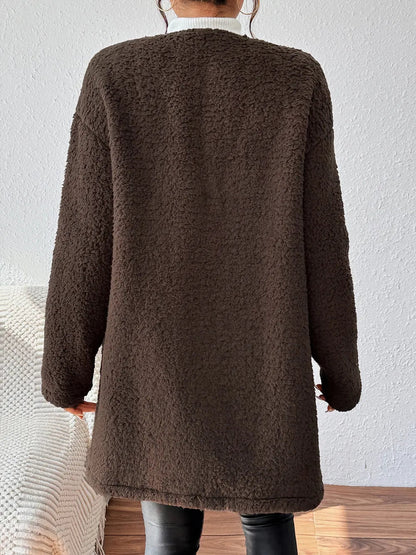 Open Front Long Sleeve Winter Coat - Rochelle's House LLC