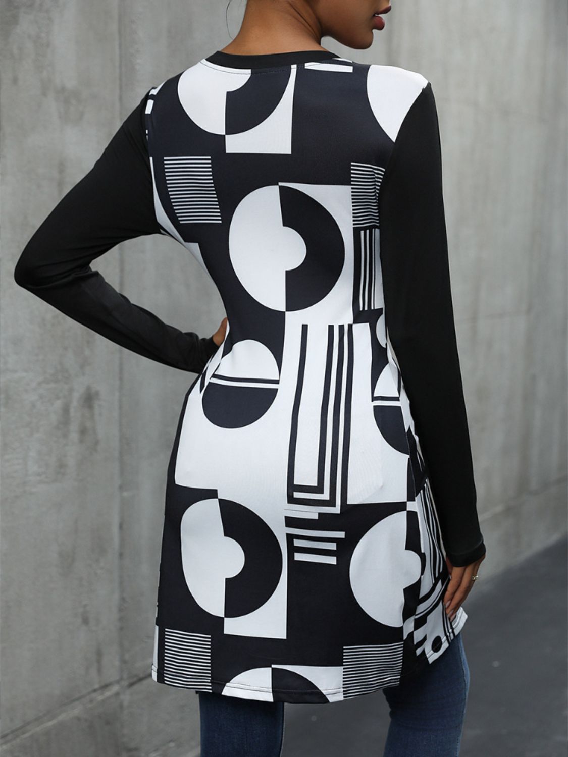 Back view of product with easy, flowy drape