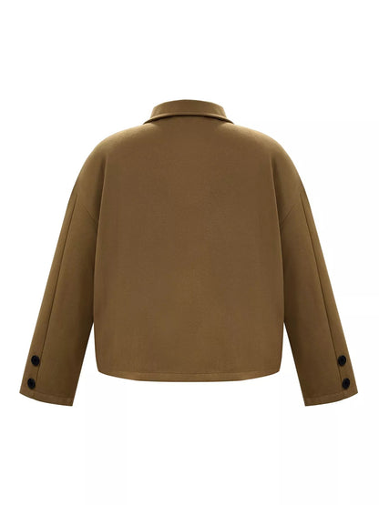 Plus Size Button - Down Cropped Outerwear - Rochelle's House LLC