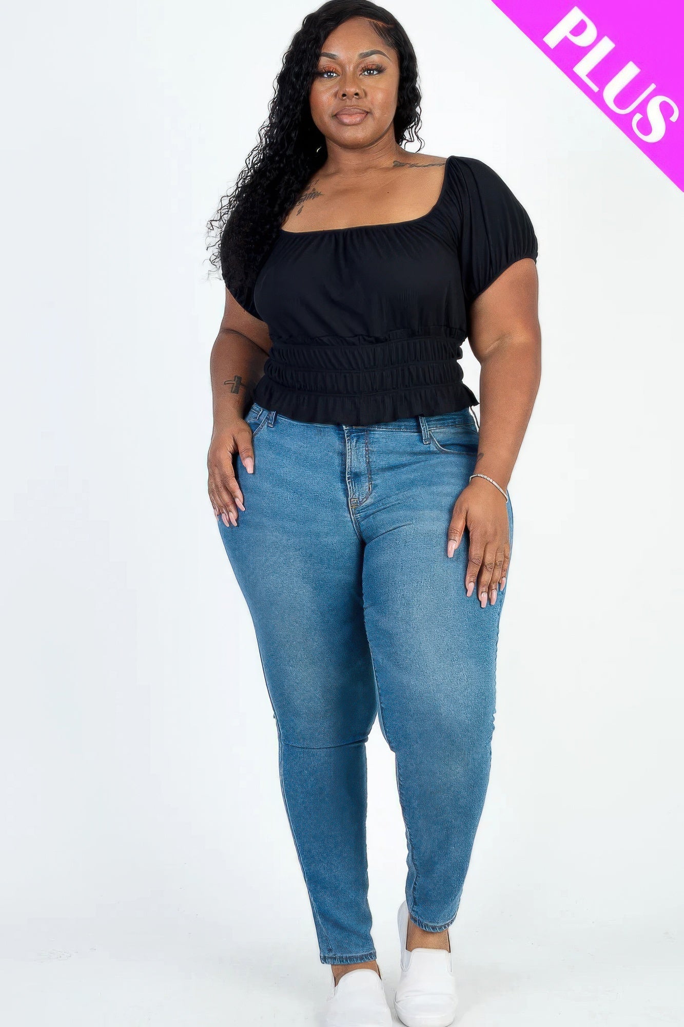 Back view of product with easy, flowy drape