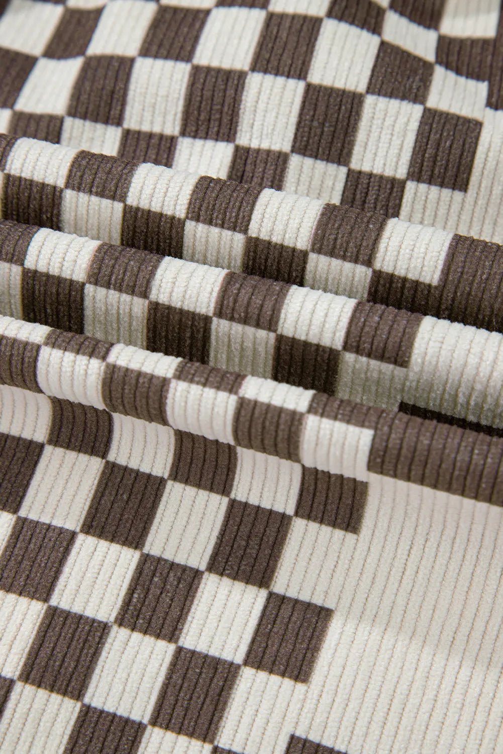 Plus Size Checkered Button Up Long Sleeve Jacket - Rochelle's House LLC