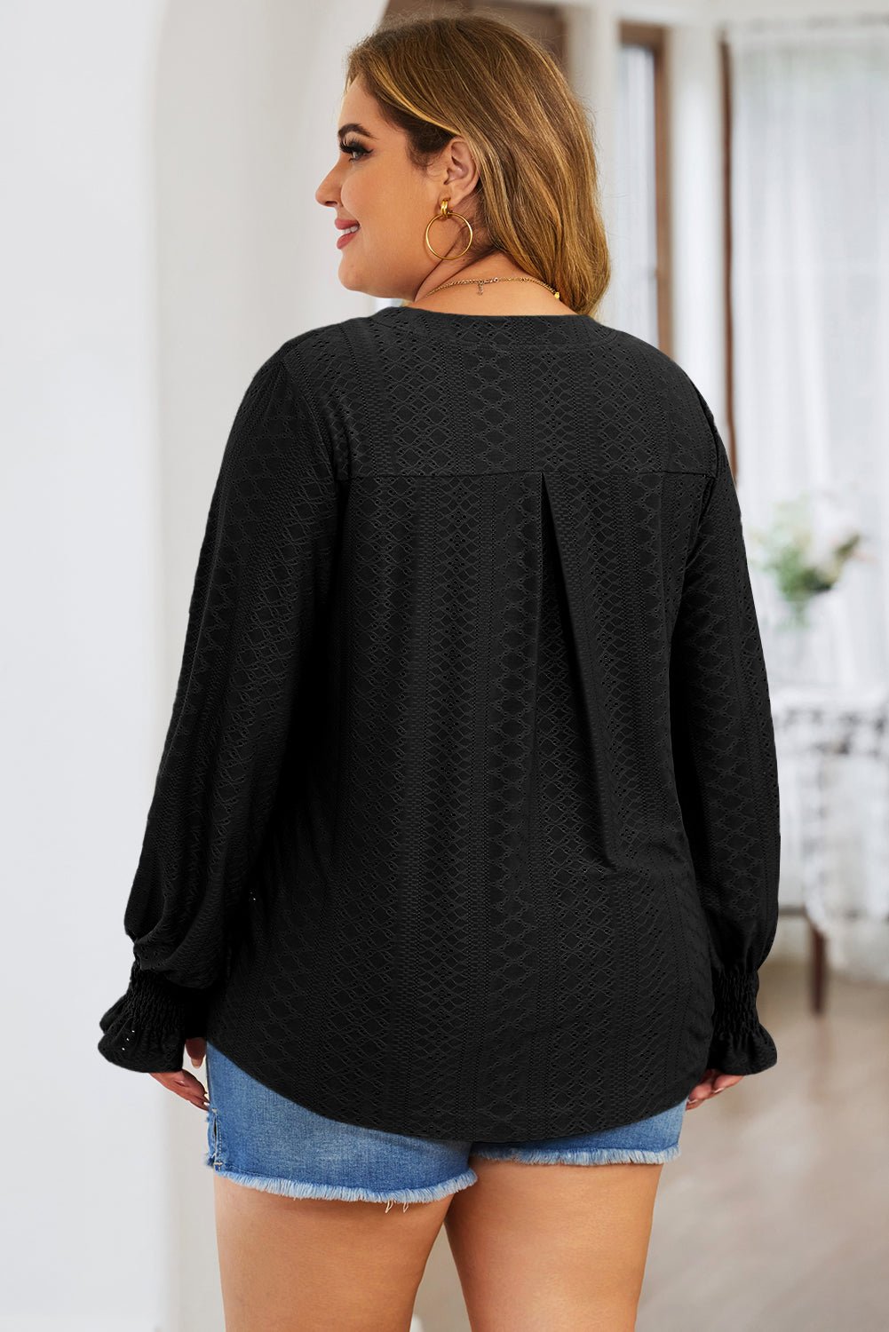 Side view of product highlighting flattering shape and movement