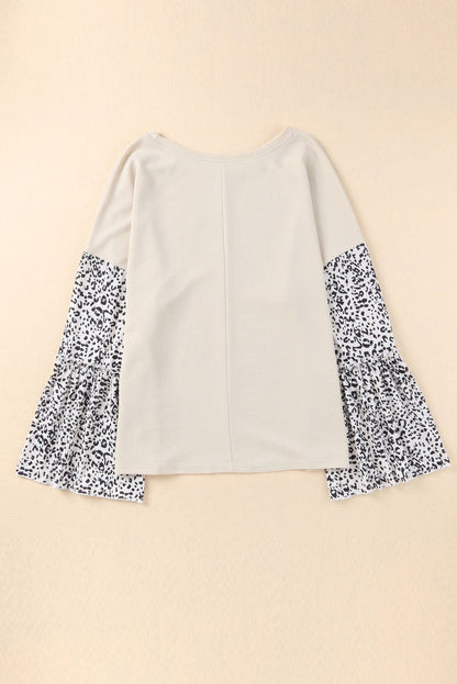 Plus Size Leopard Round Neck Long Sleeve Top - Rochelle's House LLC