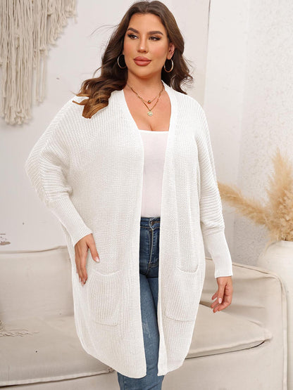 Plus Size Open Front Cardigan With Pockets - Rochelle's House LLC