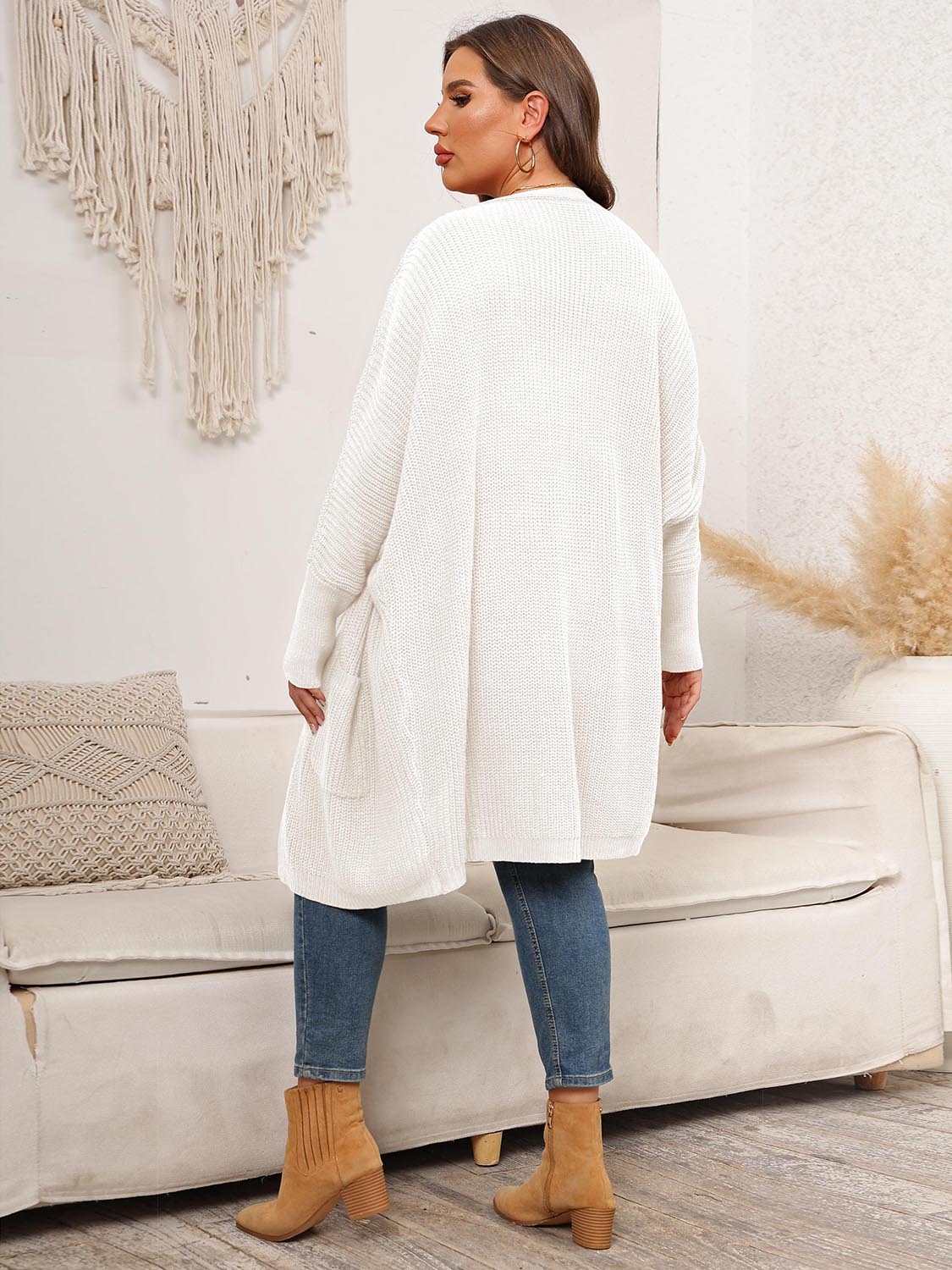 Plus Size Open Front Cardigan With Pockets - Rochelle's House LLC