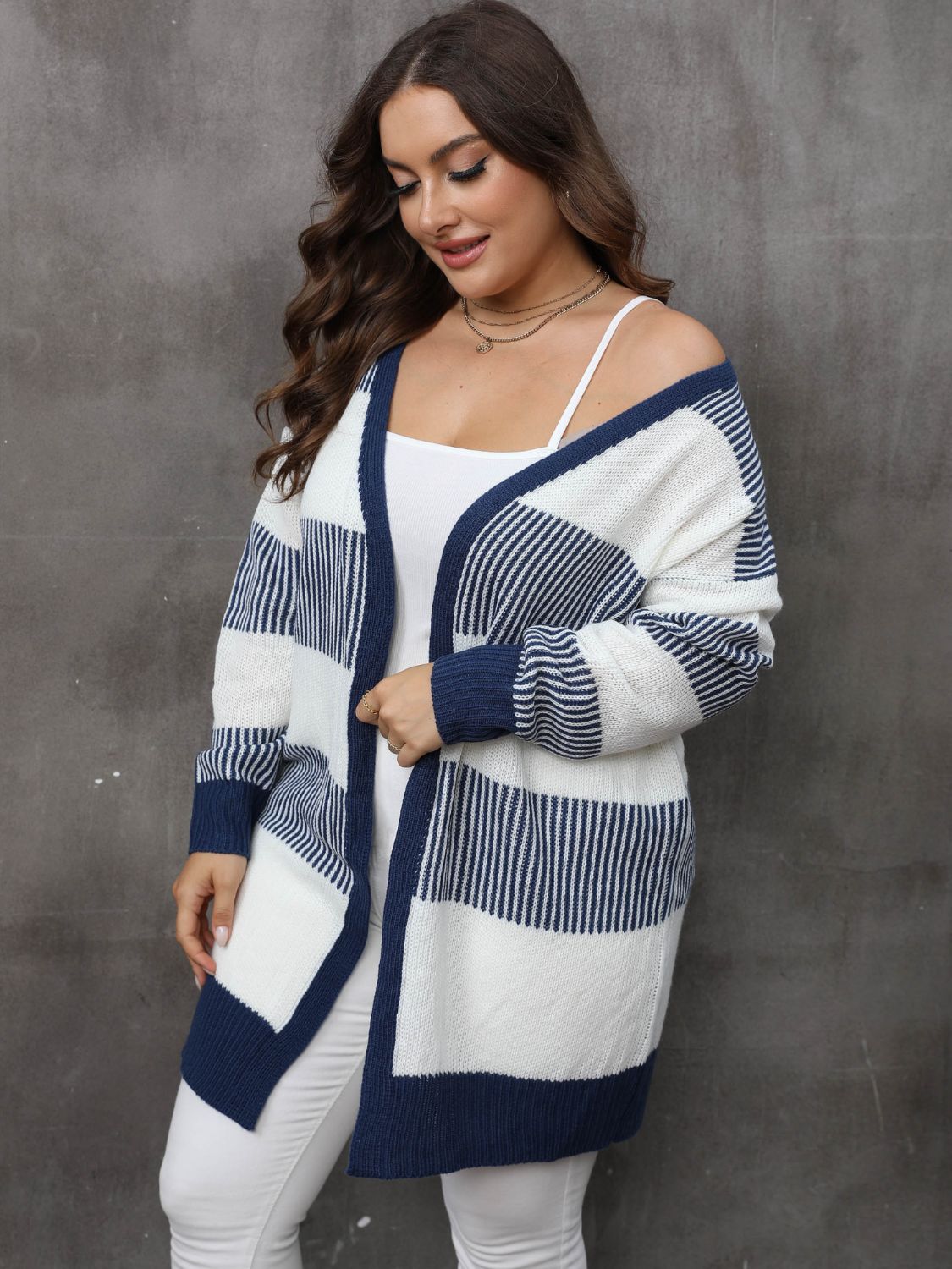 Plus Size Open Front Long Sleeve Cardigan - Rochelle's House LLC