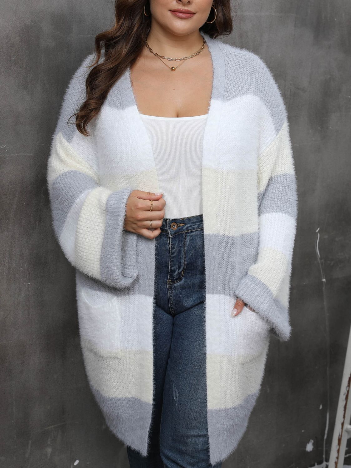Plus Size Open Front Long Sleeve Cardigan - Rochelle's House LLC