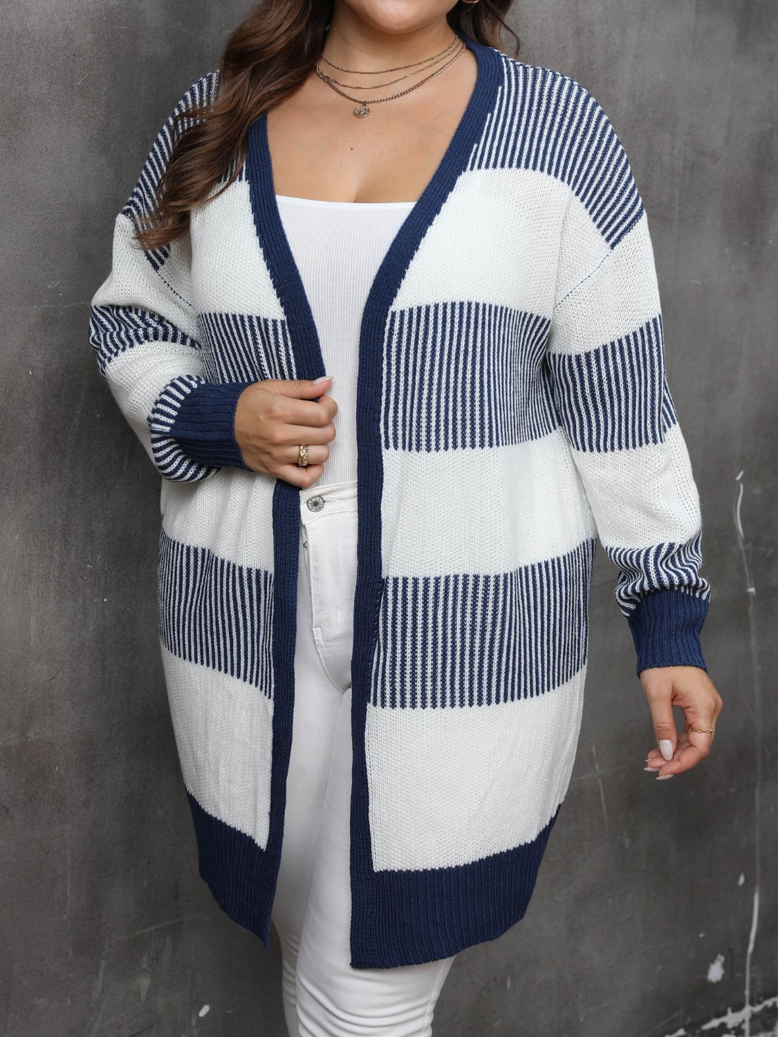 Plus Size Open Front Long Sleeve Cardigan - Rochelle's House LLC