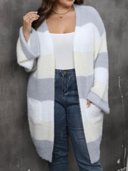 Plus Size Open Front Long Sleeve Cardigan - Rochelle's House LLC