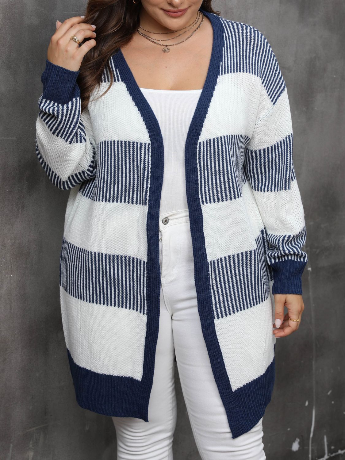 Plus Size Open Front Long Sleeve Cardigan - Rochelle's House LLC