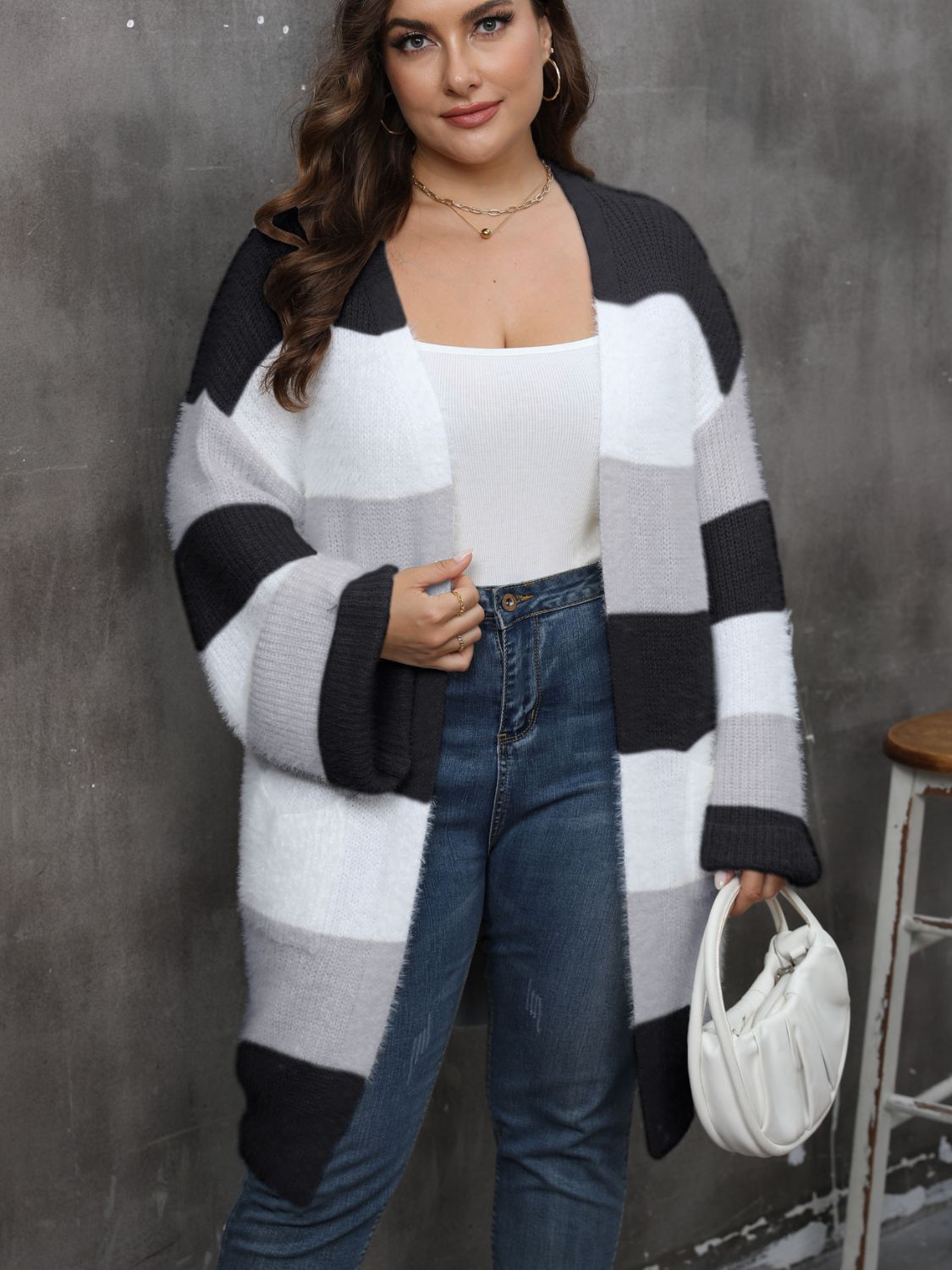 Plus Size Open Front Long Sleeve Cardigan - Rochelle's House LLC