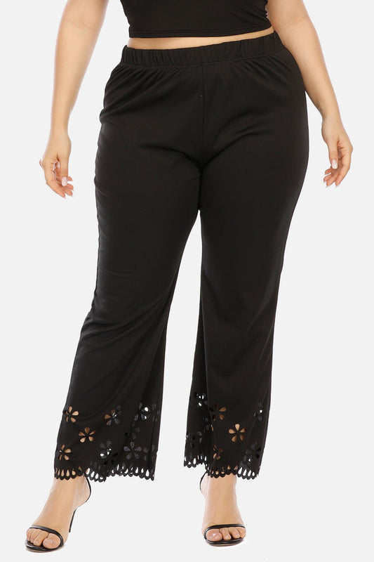 Plus Size Openwork Detail Pants - Rochelle's House LLC