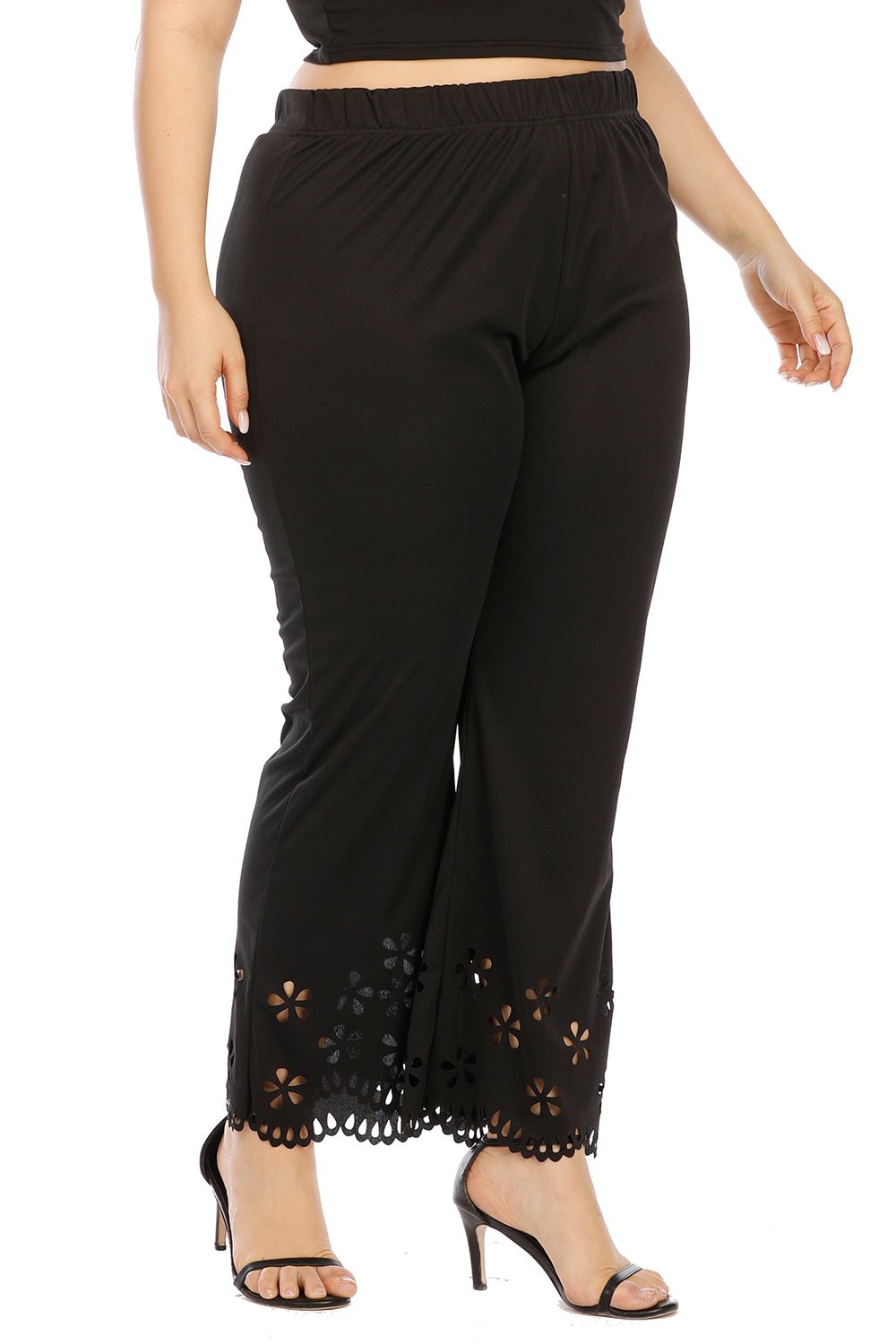 Plus Size Openwork Detail Pants - Rochelle's House LLC