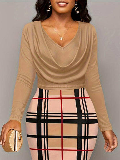 Plus Size Plaid Long Sleeve Mini Dress - Rochelle's House LLC