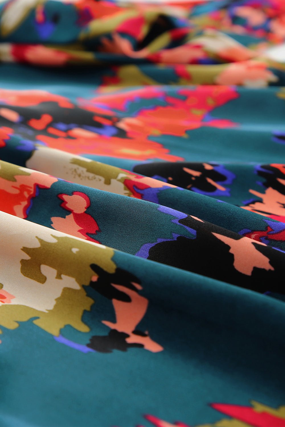 Plus Size Printed Johnny Collar Long Sleeve Blouse - Rochelle's House LLC