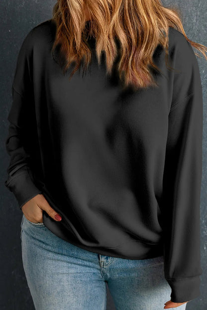 Plus Size Round Neck Long Sleeve Sweatshirt - Rochelle's House LLC