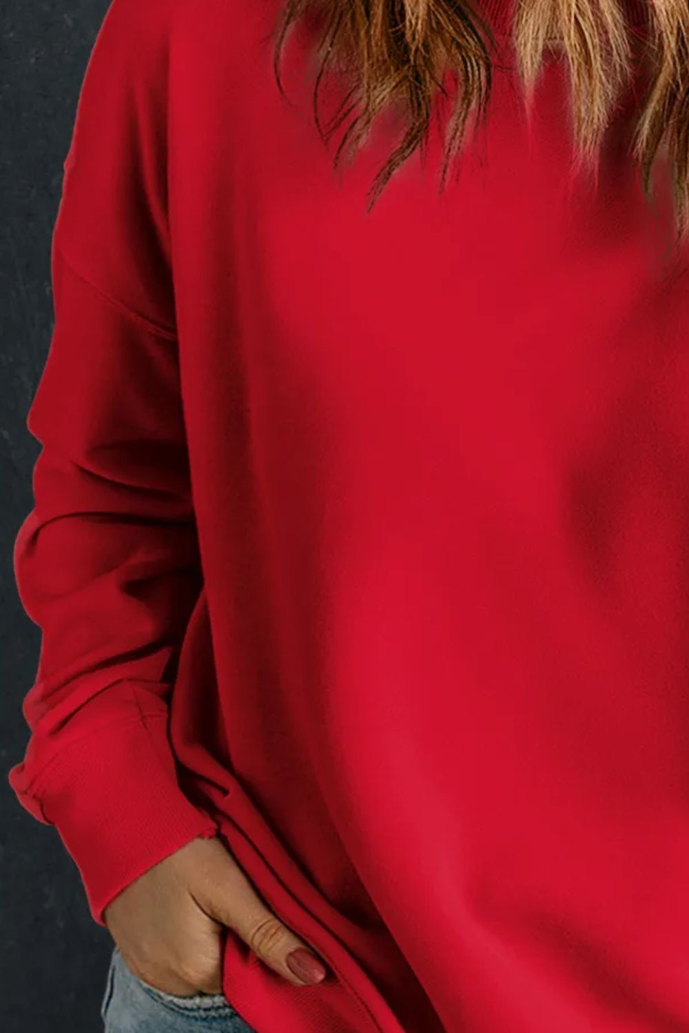 Plus Size Round Neck Long Sleeve Sweatshirt - Rochelle's House LLC