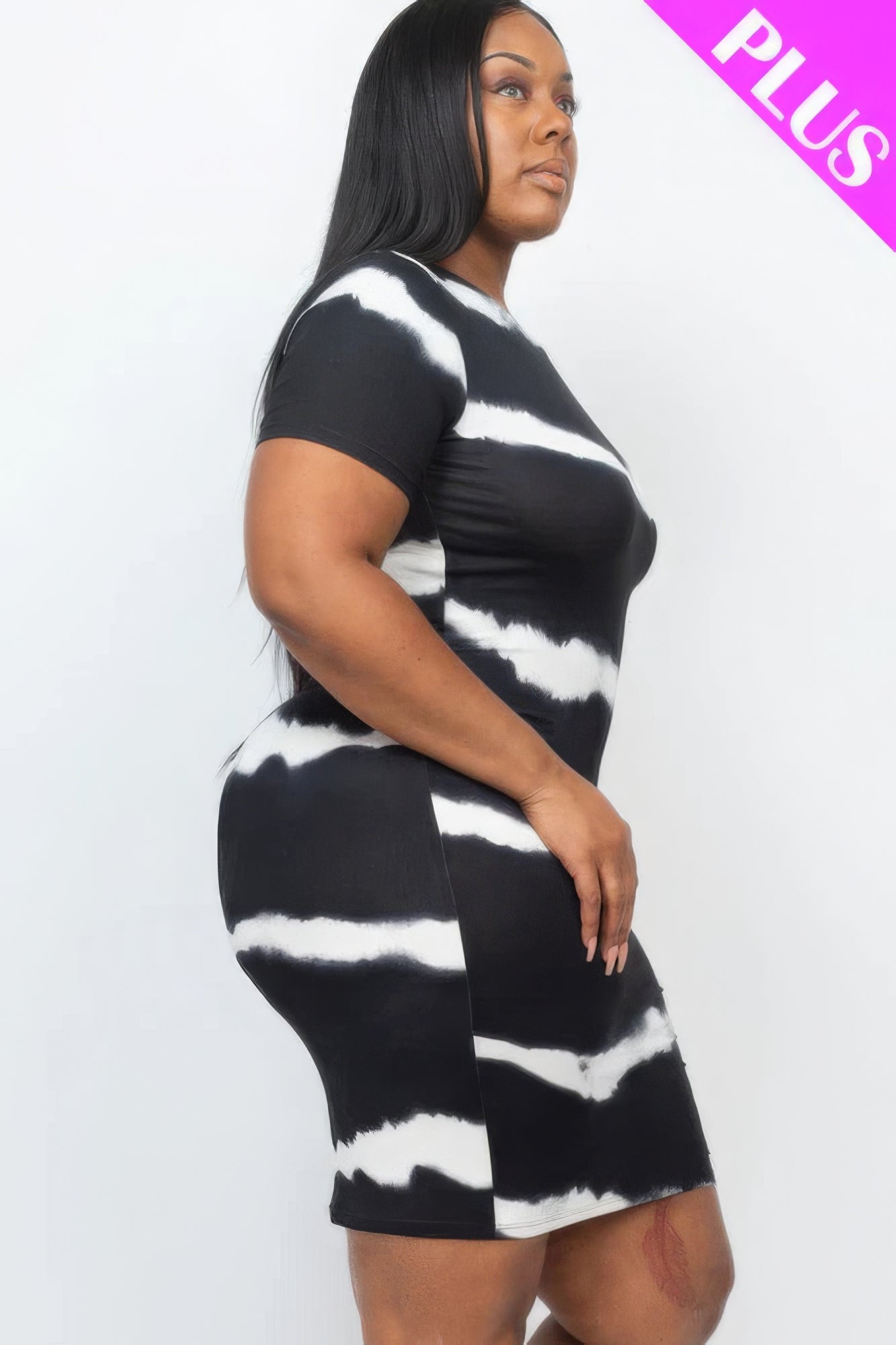 Plus Size Tie - dye Print Bodycon Dress - Rochelle's House LLC