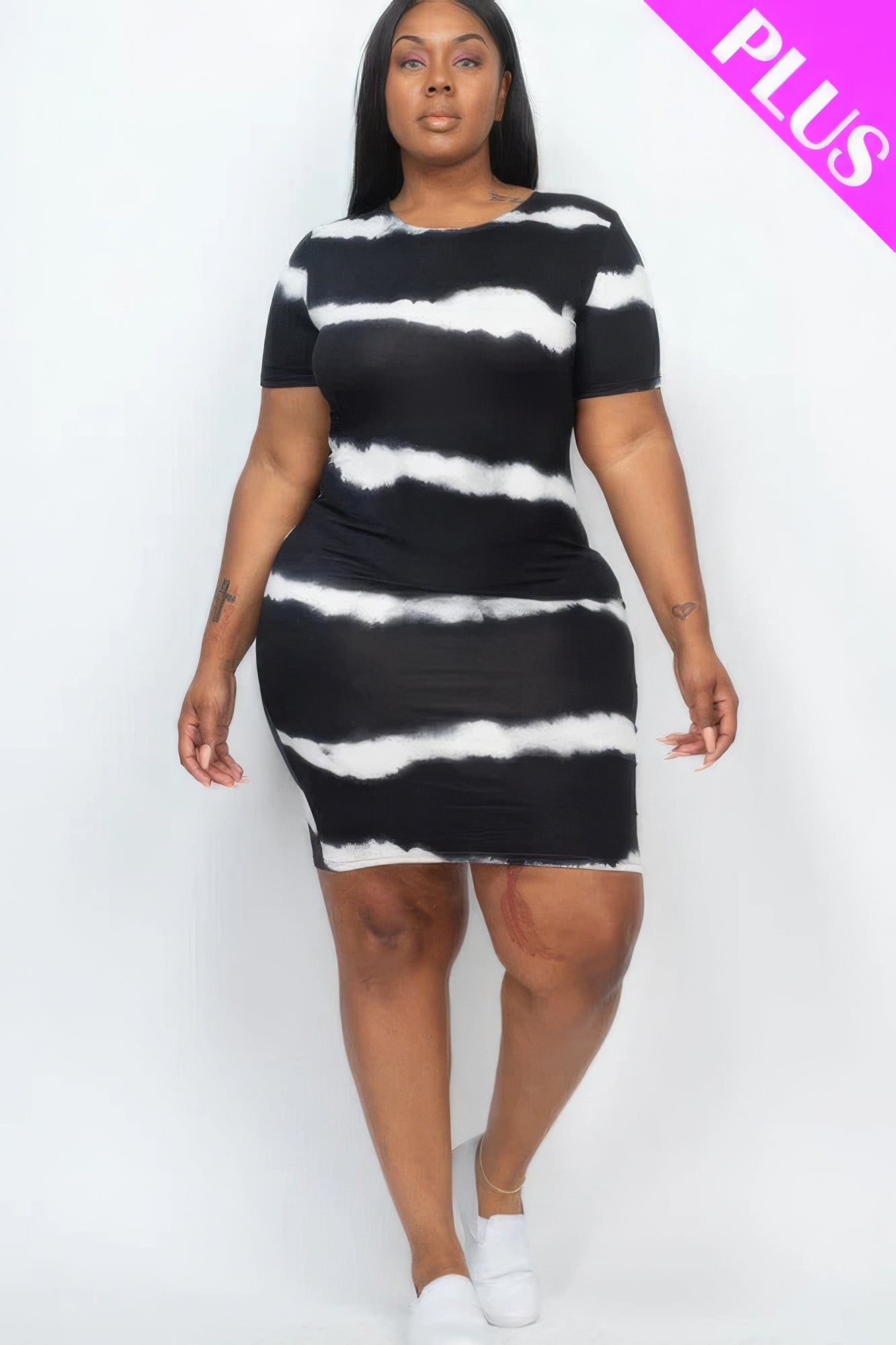 Plus Size Tie - dye Print Bodycon Dress - Rochelle's House LLC