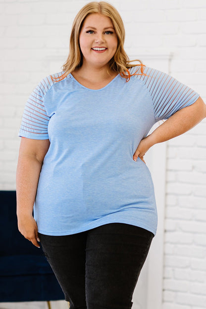 Plus Size V - Neck Raglan Sleeve Tee - Rochelle's House LLC